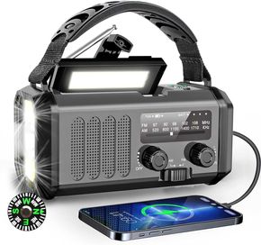 ръчно радио с манивела за спешни случаи със зарядно за мобилен телефон