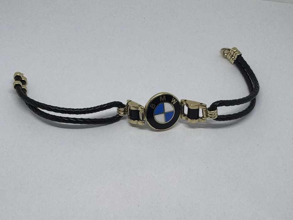 мъжка златна гривна с кожа 10.88гр 14к 585