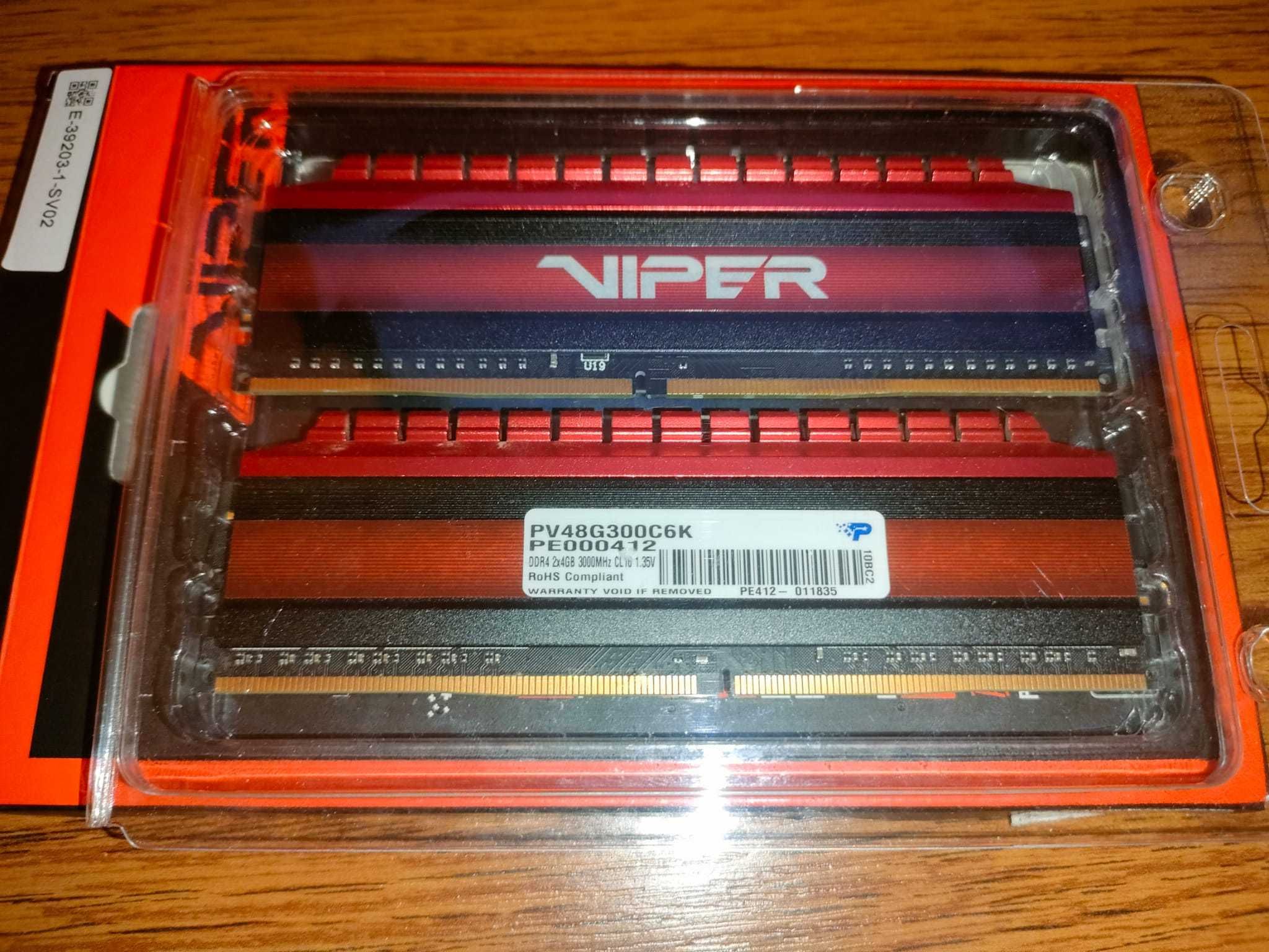 Memorie RAM Patriot Viper 4, DIMM, DDR4, 8GB (2x4GB), CL 16, 3000Mhz