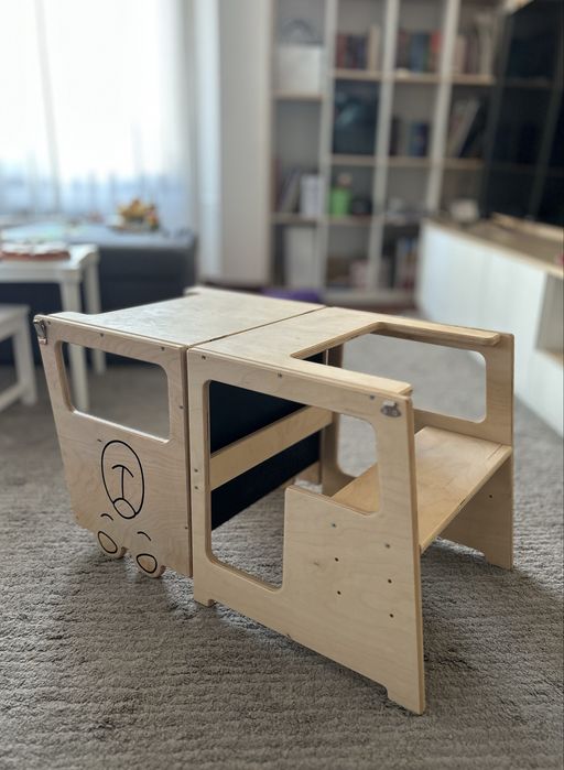 Дървена обучителна кула 2 в 1 Монтесори