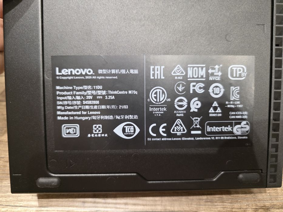 Lenovo Tiny m70q i5-10400t/8gb ram/256 gb ssd + Стойка монитор