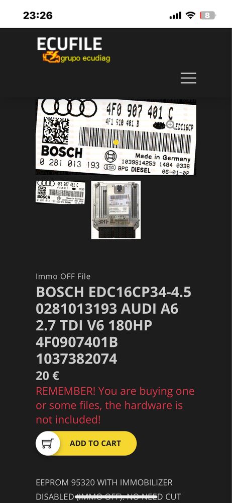 ECU calculator motor, masina A6 c6 2005-2011
