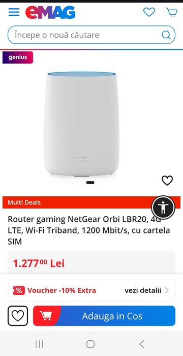 Router gaming NetGear Orbi LBR20, 4G LTE, Wi-Fi Triband, 1200 Mbit/s,