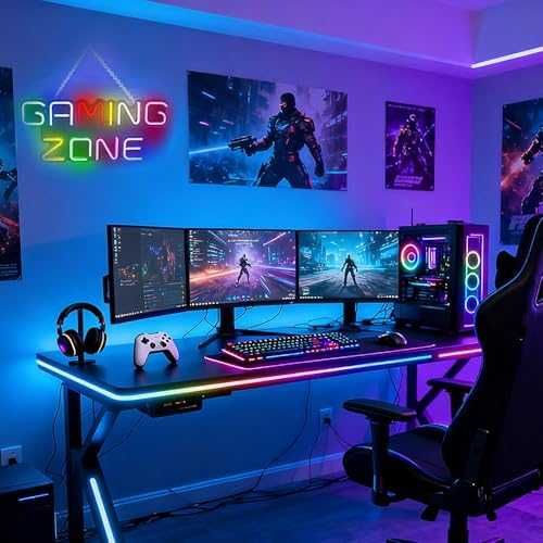 Нова Led 32 см Gaming Zone неонова лампа USB декор за геймъри стая дом