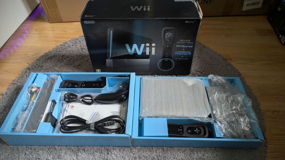 Consola Nintendo Wii Black Full Box 2 manete/nunchuckuri Modata