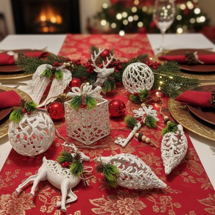 Коледни играчки за елха „Winter White Elegance“