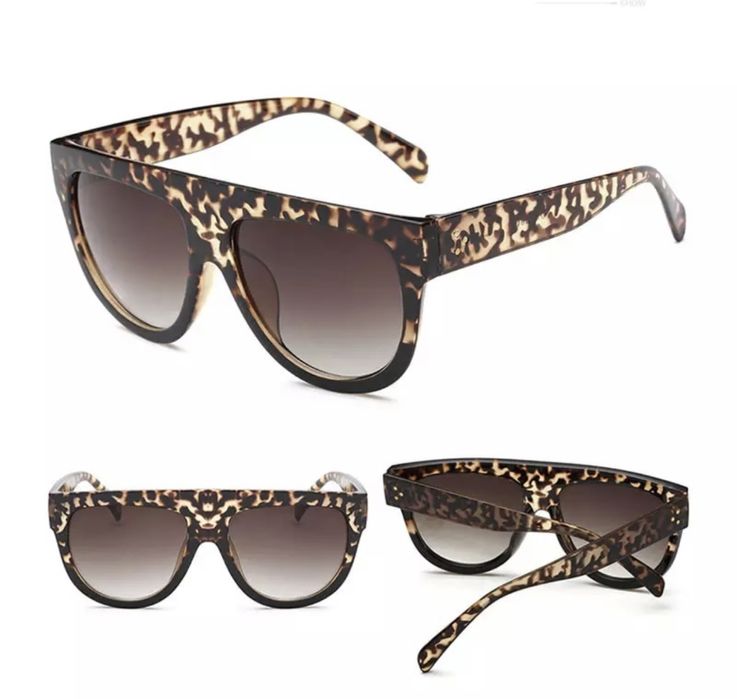 Ochelari de soare UV D8 (Daira-Shop.ro) negri maro Leopard rotunzi