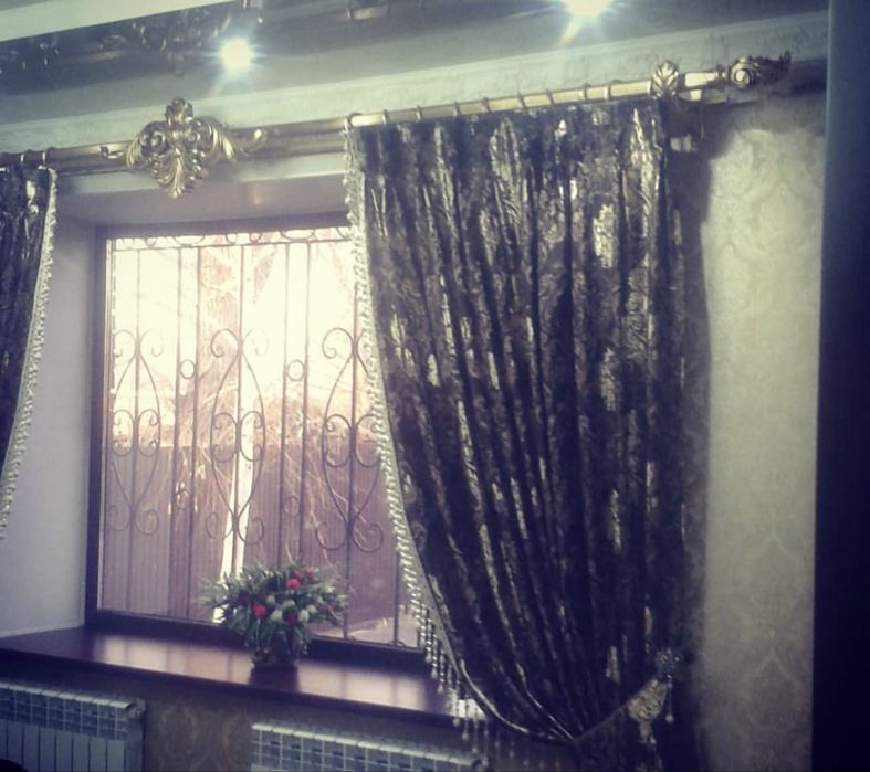 Установка гардин, карнизов, римских штор