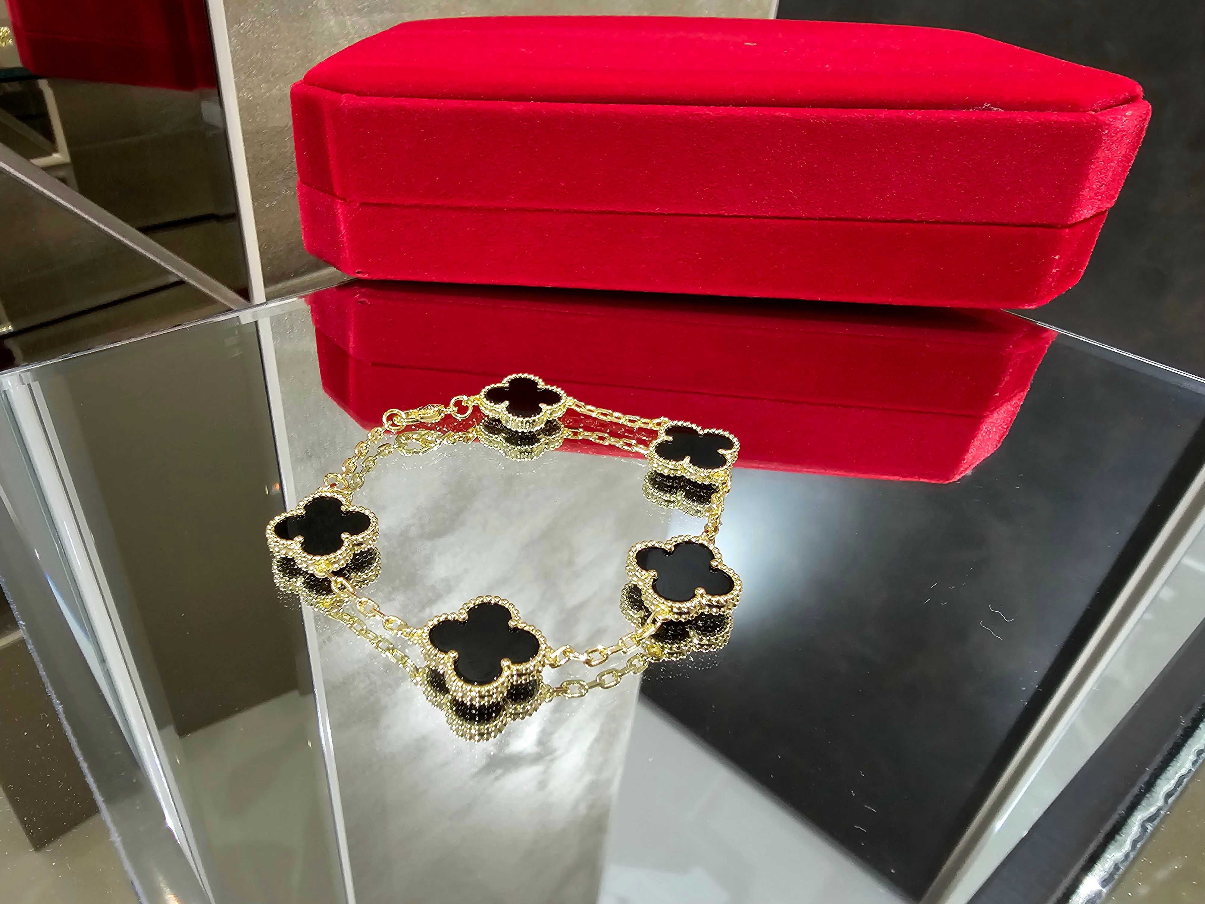 Van Cleef & Arpels VCA Black Onyx 5 Motifs Alhambra Дамска Гривна