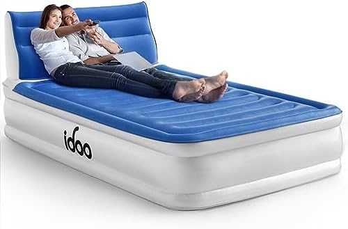 Ново Надуваемо двойно легло с табла помпа iDOO 190x137 см Матрак спане