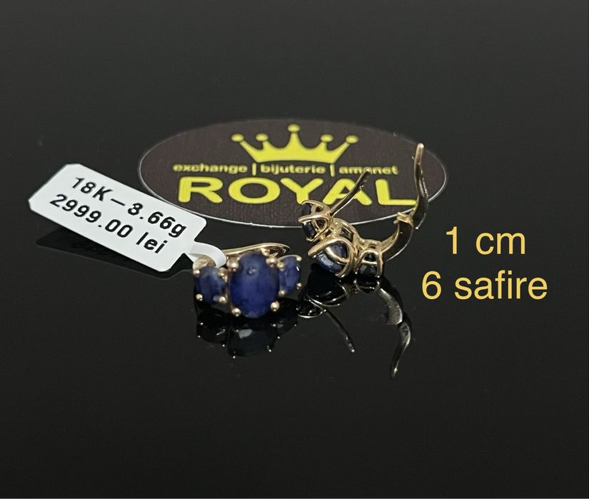 Bijuteria Royal CB : Cercei aur 18K 3,66 grame 6 safire