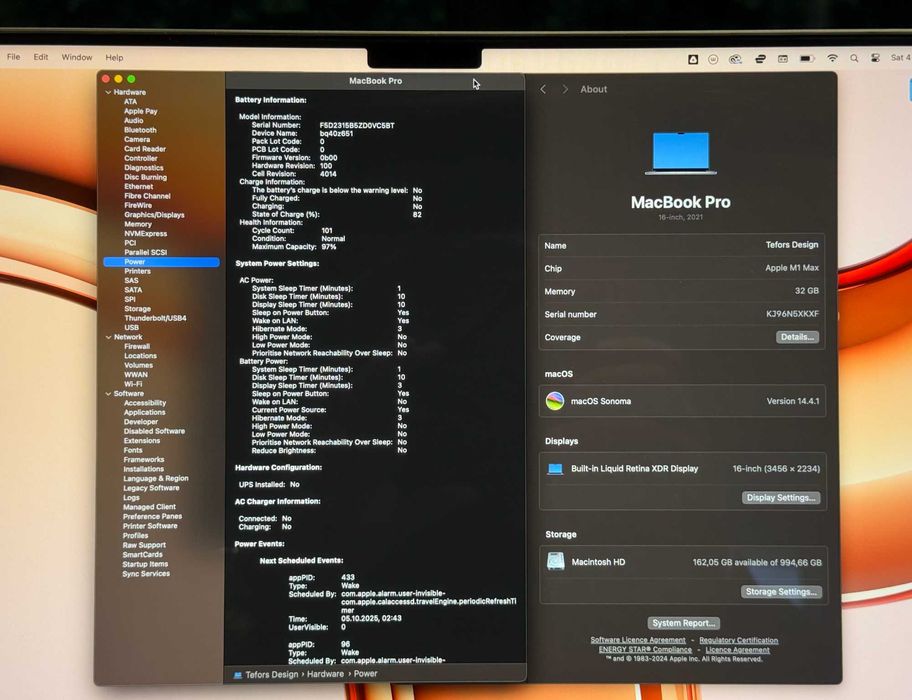 MacBook Pro M1 MAX / 16-inch / 32 Gb / 1 TB / Space Gray / 97% Battery