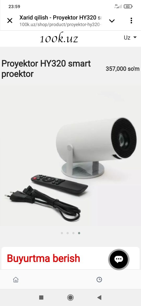 Proyektor HY320 smart proektor