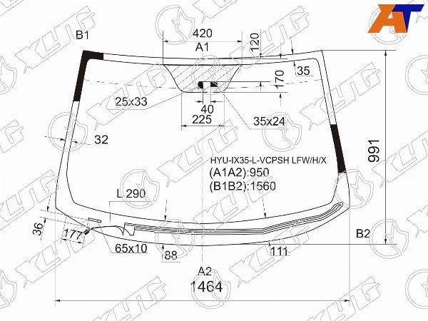 Стекло лобовое с обогревом щеток + дд HYUNDAI TUCSON/IX35 10-15 Hyunda