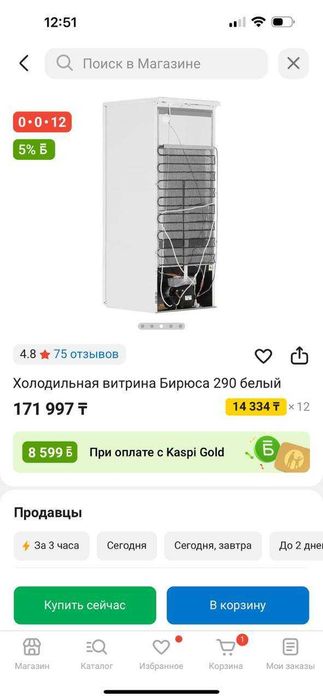 Холодильная витрина Бирюса 290