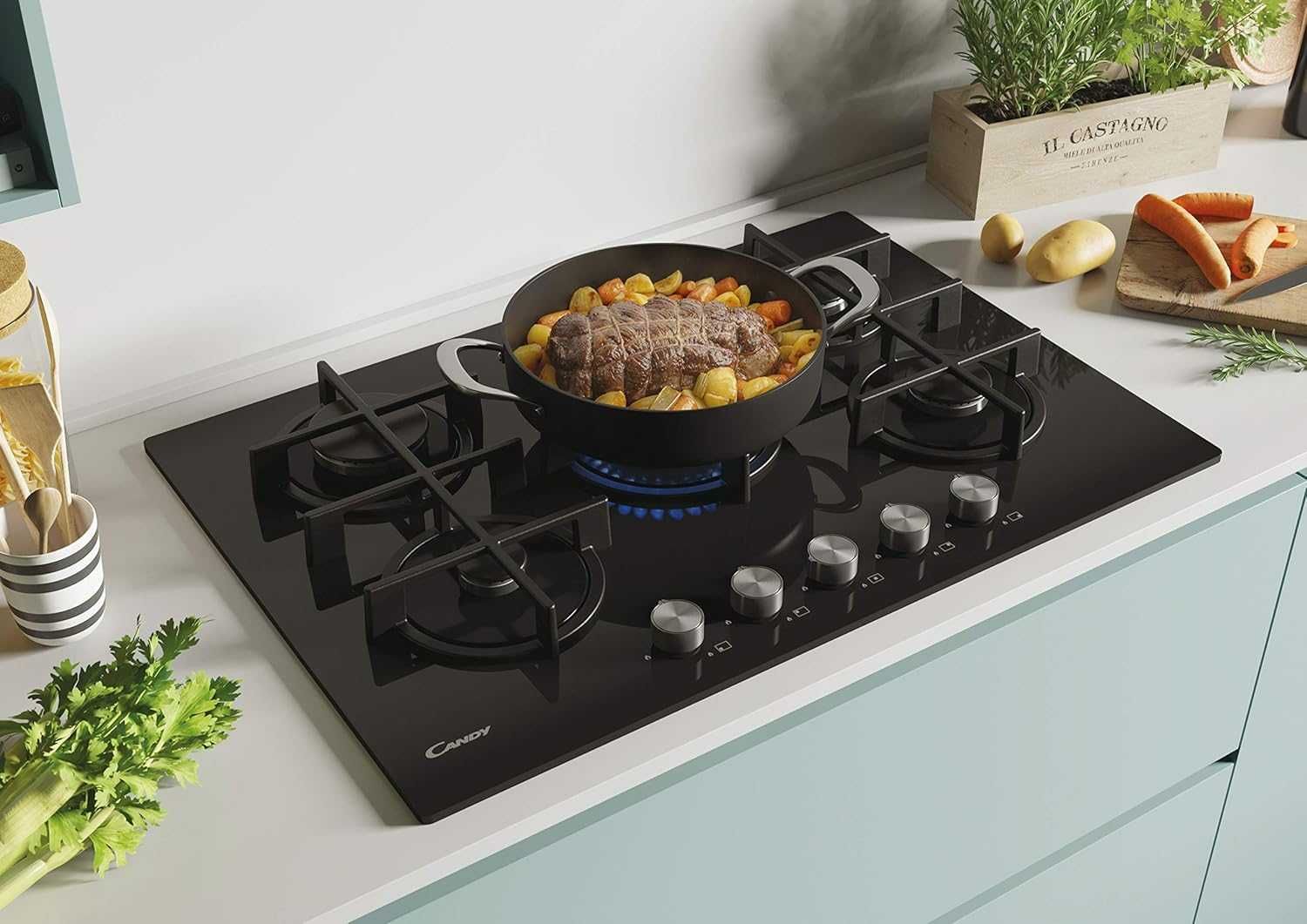 Газов котлон Candy Moderne (CVG74WPB) 5 коронки 75см