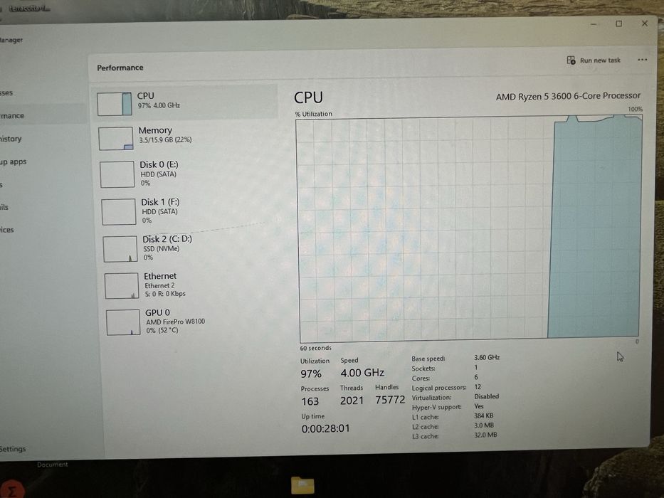 Pc Ryzen 5 3600 / 16gb Ram/8Gb ddr5 Amd firepro profesional