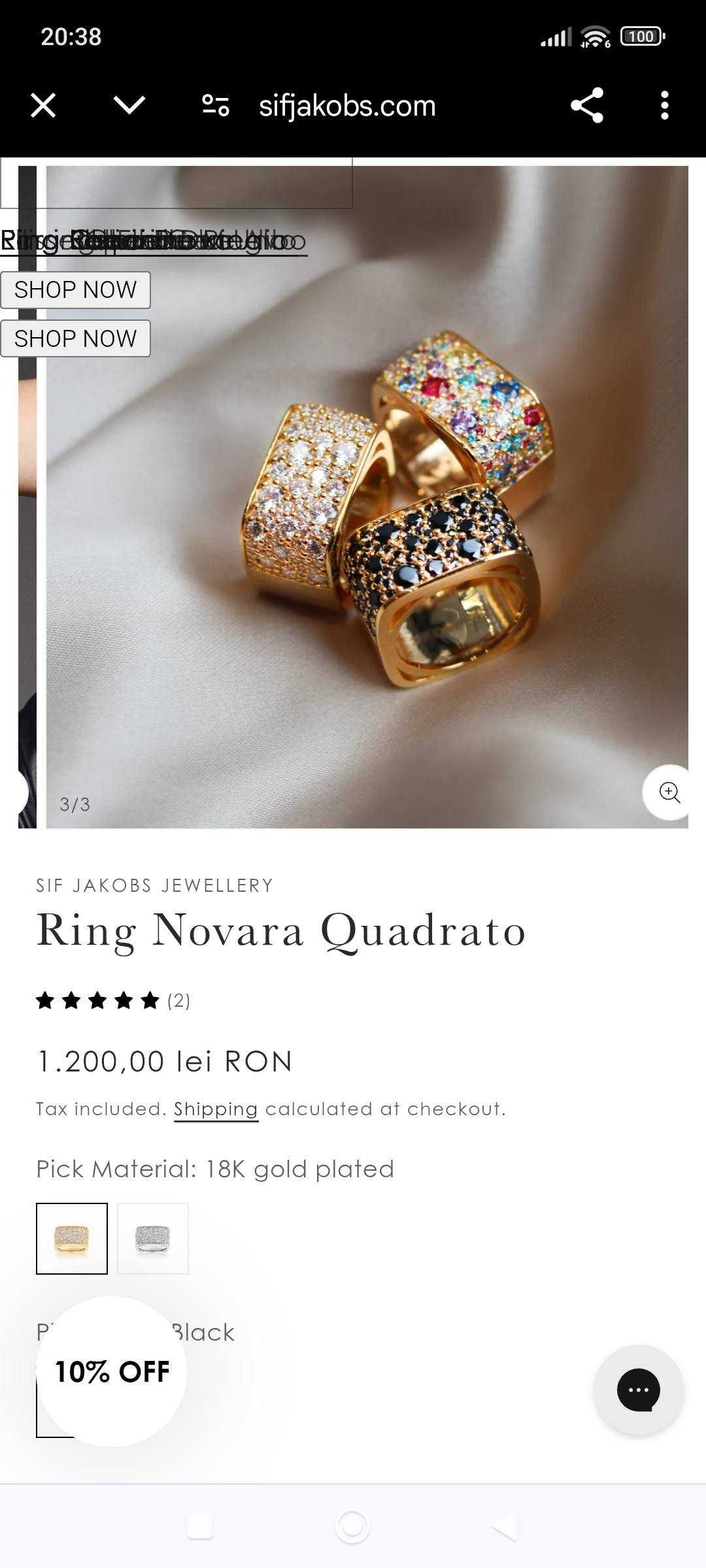 Inel vintage argint danez cu aur de 18 kt si cu zirconii colorate