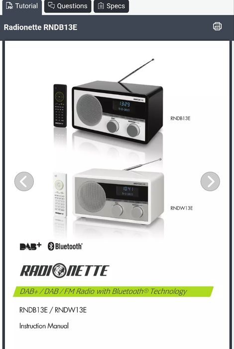 Radio Radionette RNDB13E – DAB+/FM/Bluetooth