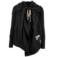 Rick Owens DRKSHDW Hooded Wrap Sweater Black in Black