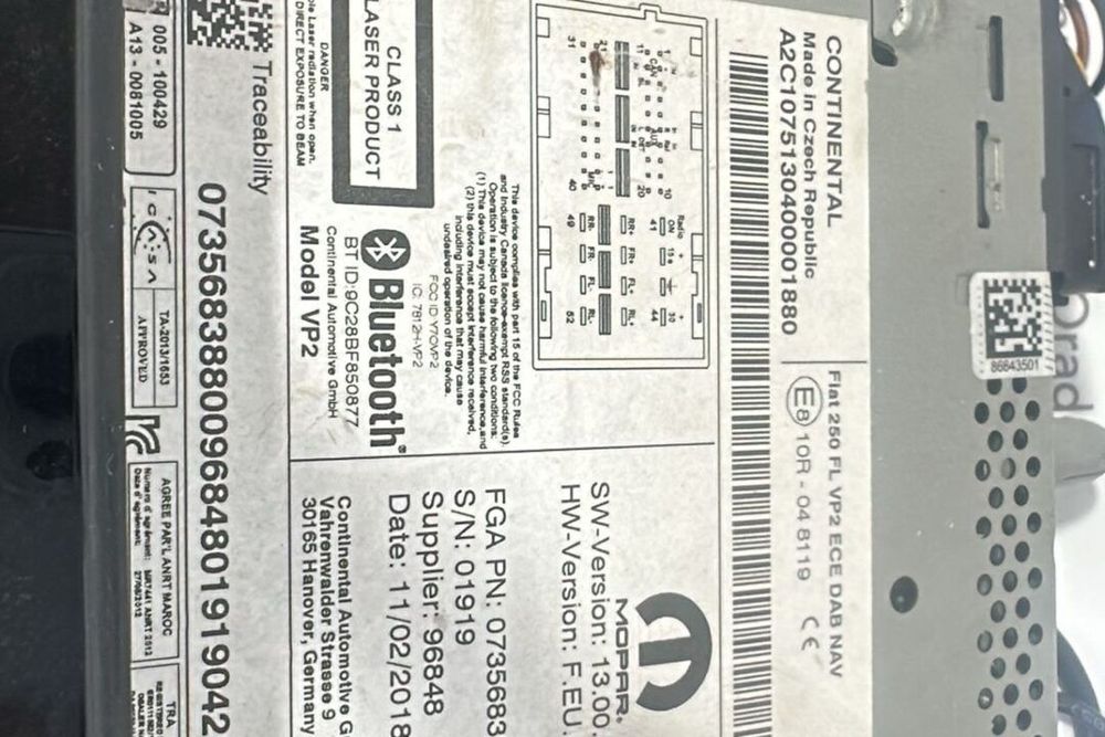 Radio CD cu Bluetooth Fiat Ducato 2013-2021 Euro 6