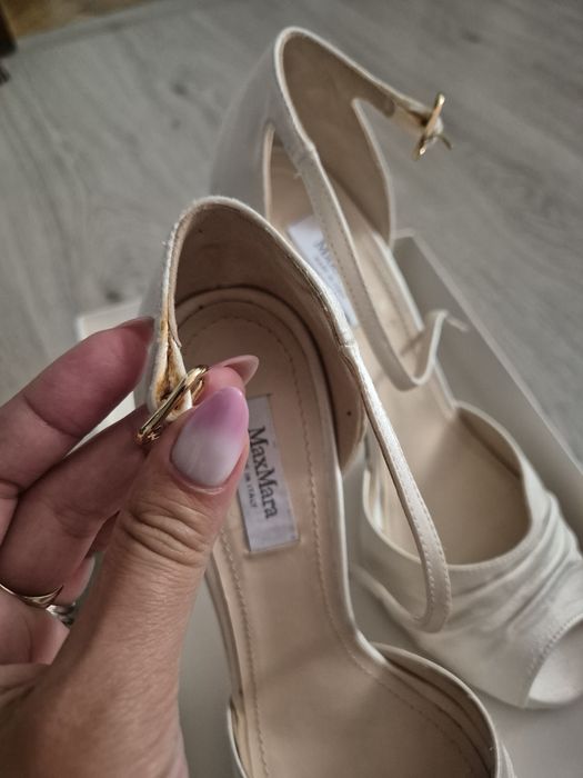 Sandale MaxMara cu toc înalt, ivory, 37.