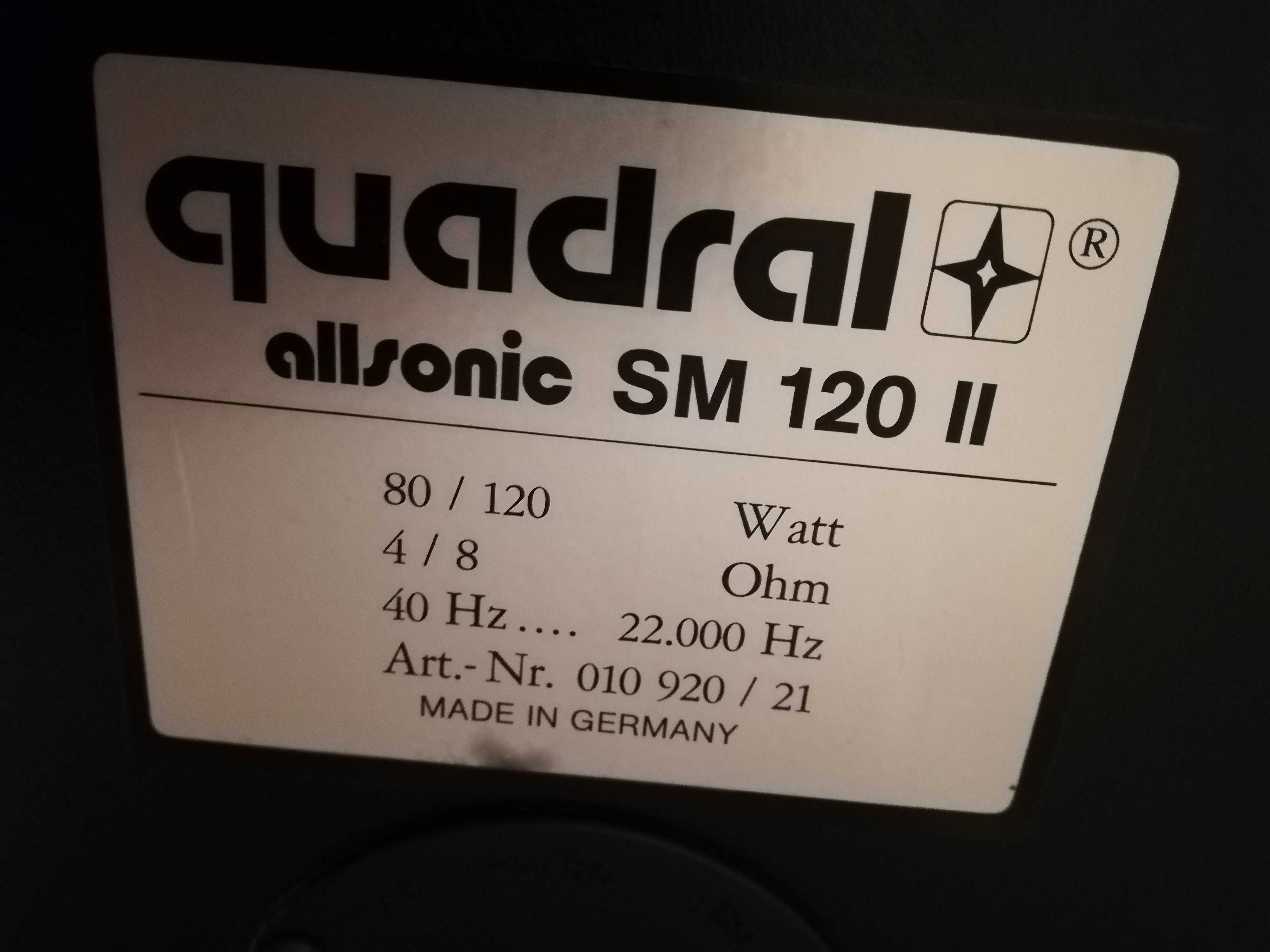 Set Boxe QUADRAL model Allsonic SM120 - 3Cai/80W/4-8 Ohmi/ca Noi/RFG
