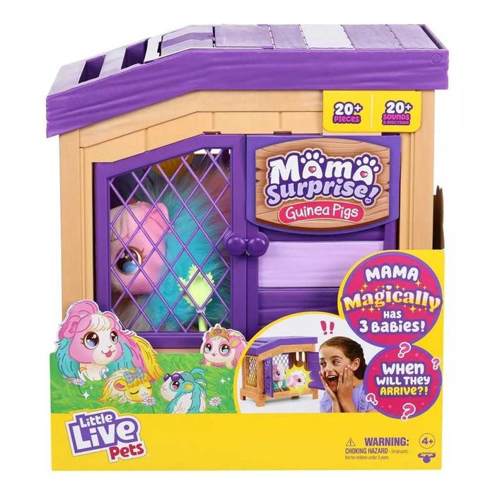 Интерактивная мама-сюрприз морская свинка с домиком и 3 малышами