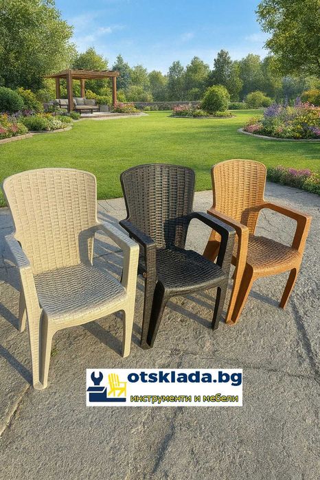 Комплект маса + 6 стола или 4 стола ратан 3 цвята и размери маси мод.1