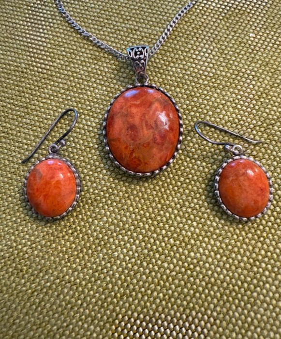 Set bijuterii vintage – coral & argint