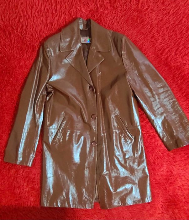 Натуральный кожаный плащ