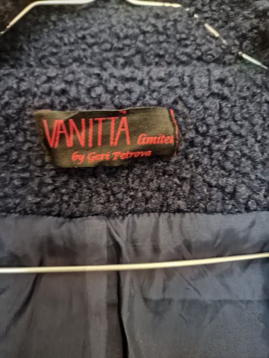 Тъмно синьо ДИЗАЙНЕРСКО палто XS
