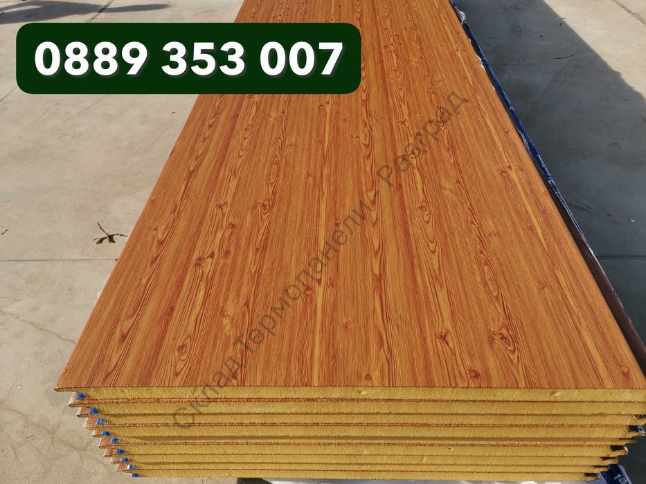 Сандвич панел, термопанел за стена, фасада, цвят дърво