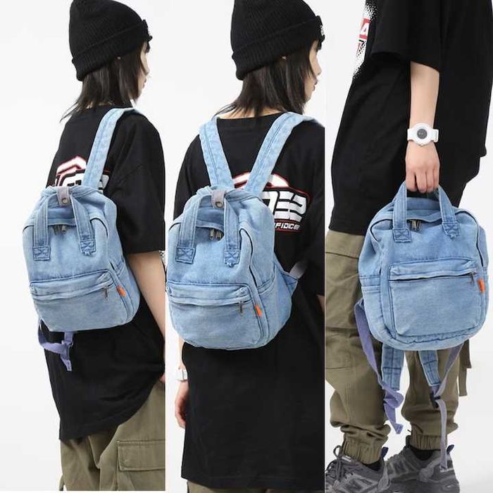 Mini Rucsac Denim, Blugi Albastru deschis, 30x24x12cm