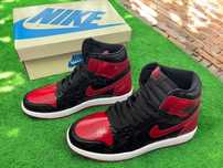 Adidasi Nike Jordan 1 High Patent Bred - Sneakersi Fete Baieti Noi