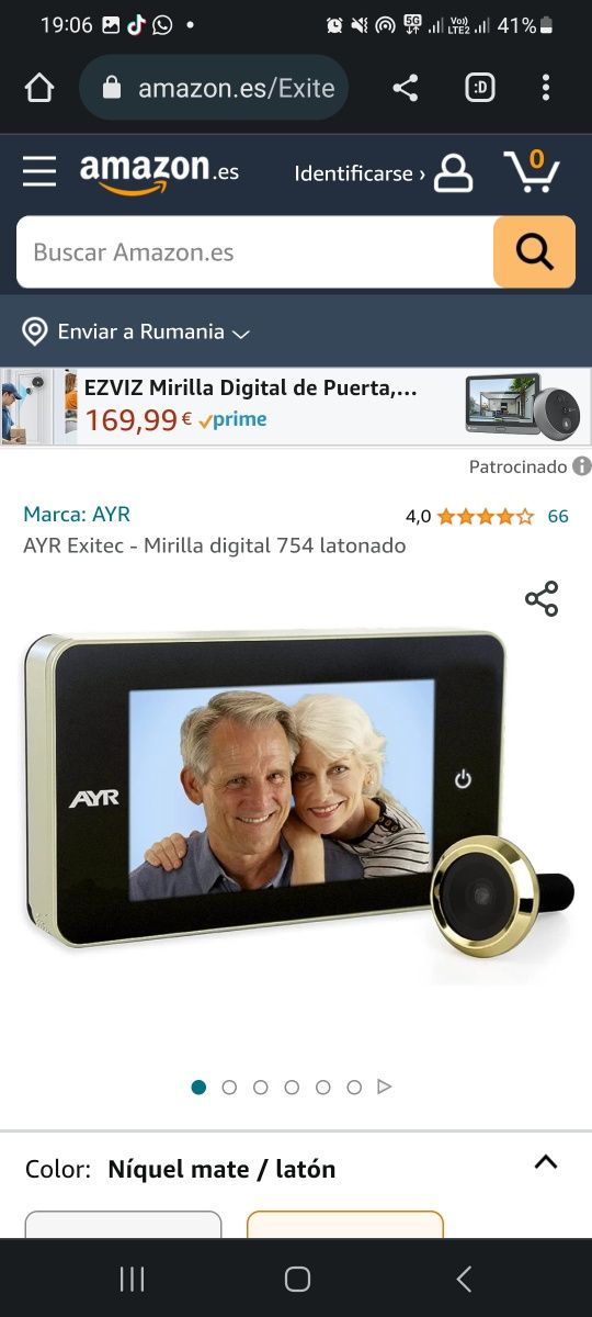 AYR Exitec - Mirilla digital 754 latonado