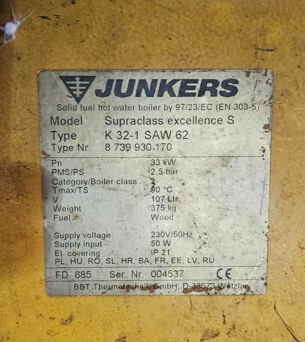 Centrala pe lemne Junkers 33kw