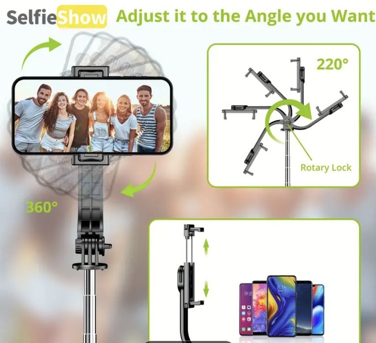 Селфи стик стойка за телефон трипод с дистанционно управление нов сгъв