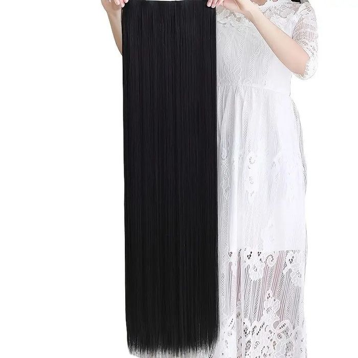 Extensii de par NEGRE 80 cm, 16 clipsuri sau tresa cu 5 clipsuri, NOI