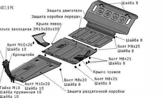 Комплект защит Mitsubishi Pajero с 1999+