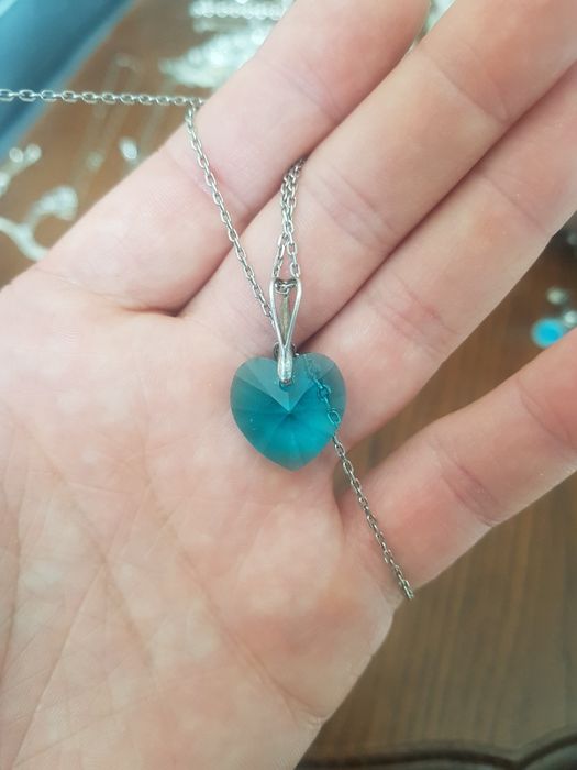 Lant de argint 925 Italy,pandantiv piatra turcoaz inima,deosebit,super