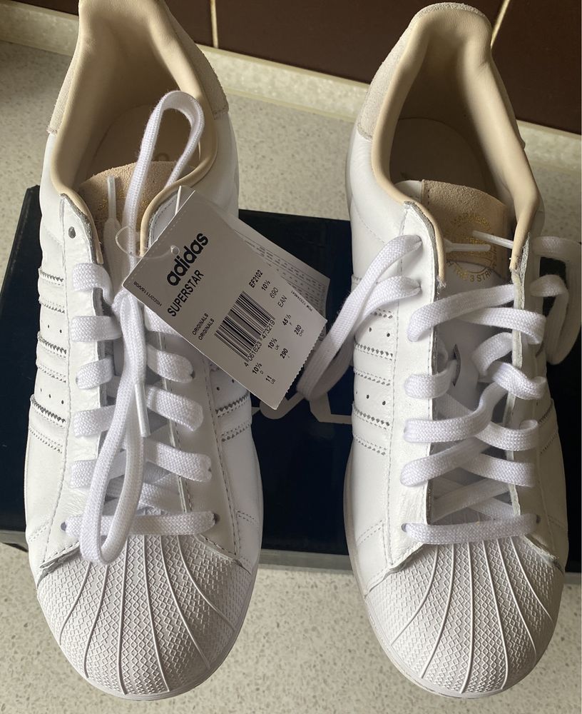 Adidas superstar white & bej originali cu etichetă mărime 45 1/3