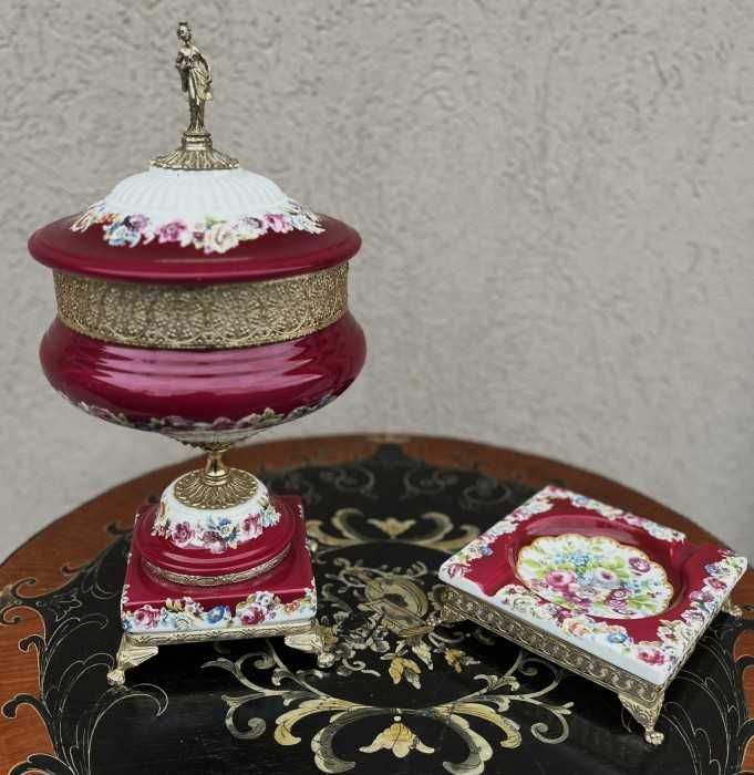 Superb centru de masa-mid century-portelan-alama aurita-marcata-Italia
