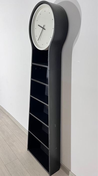 Bibliotecă Cu Ceas Stilizat, Design Contemporan; Etajeră cu Rafturi