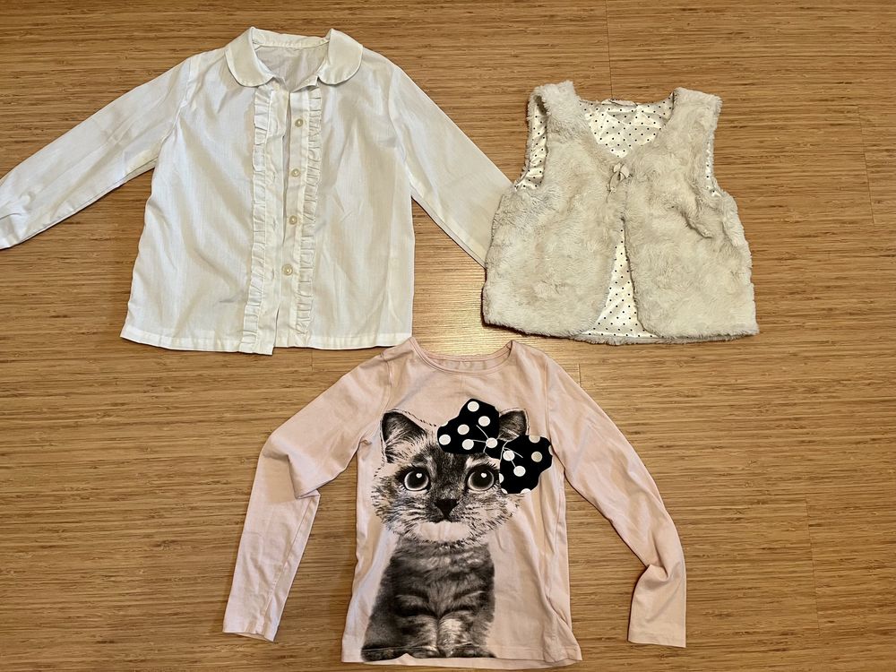 Дрехи за момиче- риза, елек и блузка