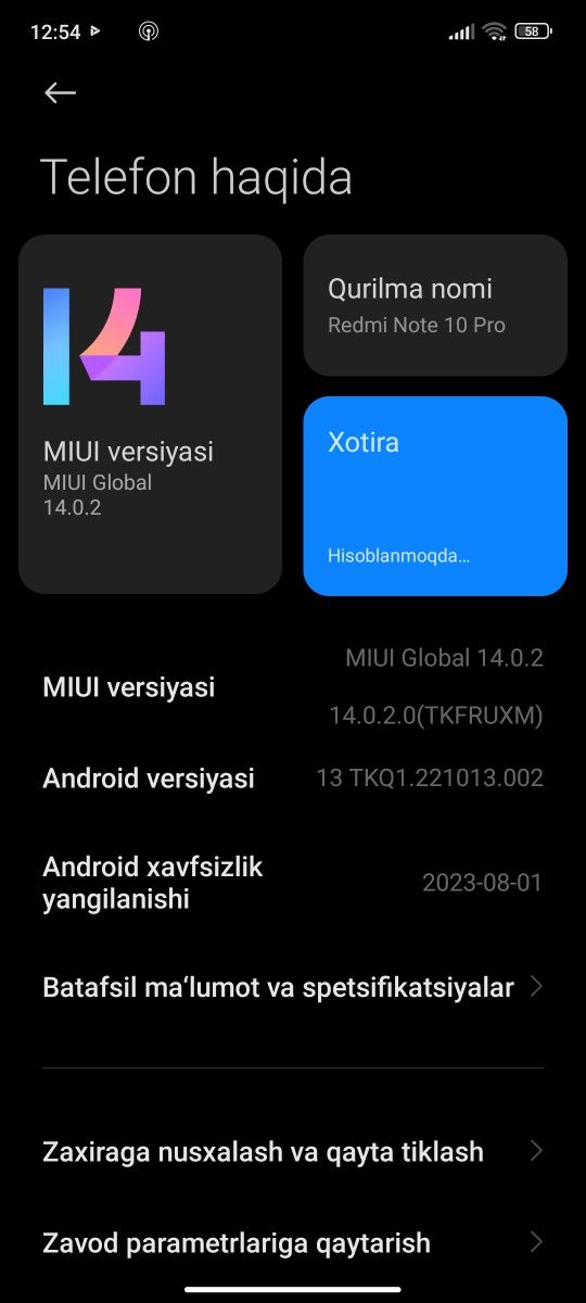 Redmi note 10 pro 8 . 256