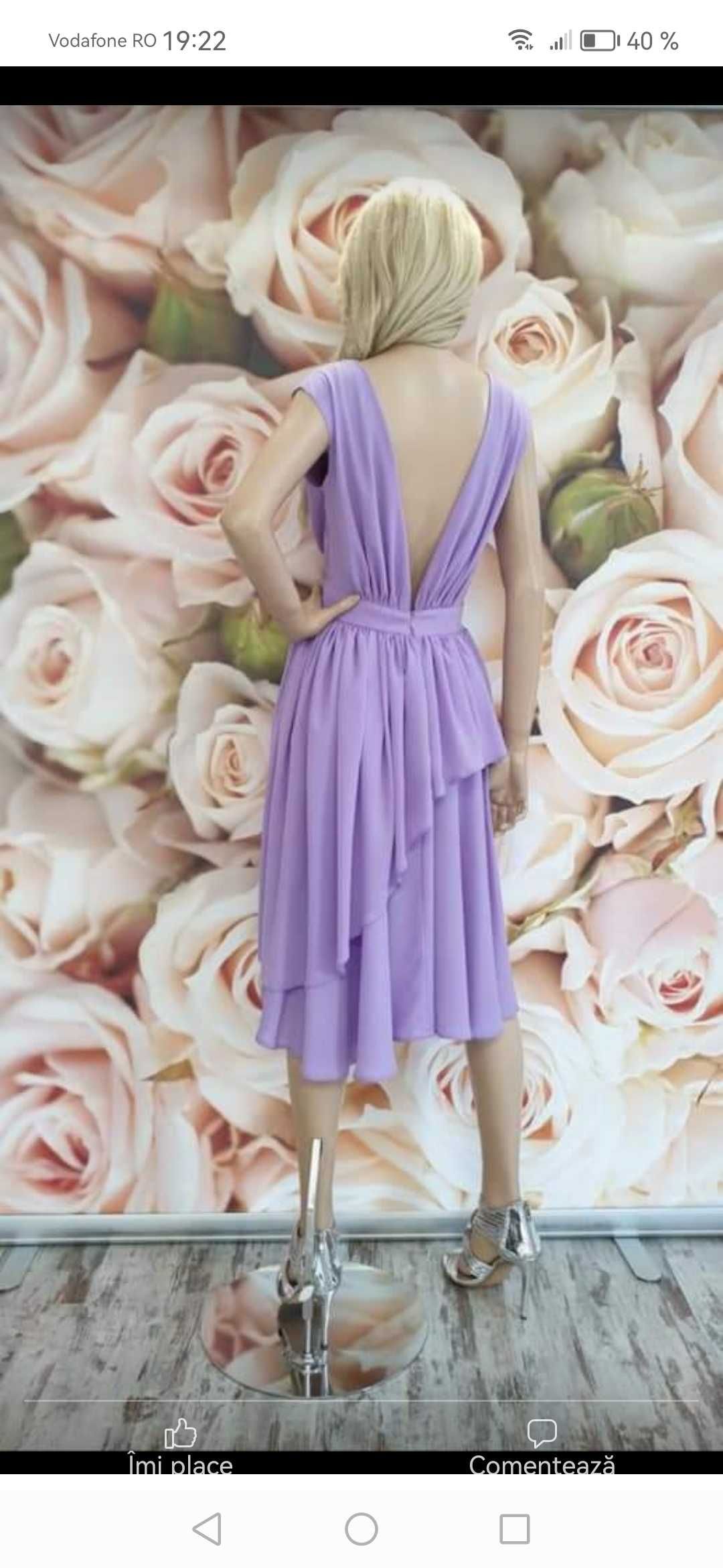 Rochie cu volane lila, mărimea 40
