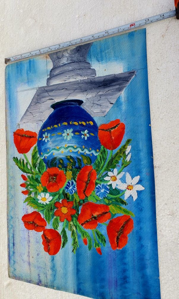 Tablou Vaza cu Flori( pictura pe carton)