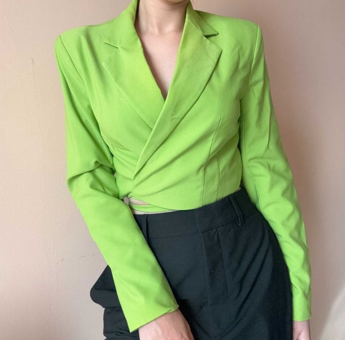 Лайм Зелен Електрик Блейзер с Дълги Влъзки