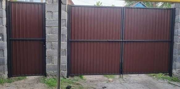 Откатные ворота из профлиста (распашные). Установка. Рассрочка.